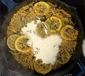 one skillet herb chicken lemon lime orzo, Step 4 When the chicken breast are done transfer them onto a plate Then add cream to the skillet and stir