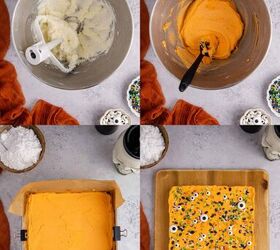 halloween sugar cookie bars, Halloween Sugar Cookie Bars frosting being made