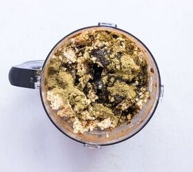 cinnamon rice cake protein bars with dates maple cream cheese frost, Hemp protein coconut oil and crushed rice cake pieces in food processor