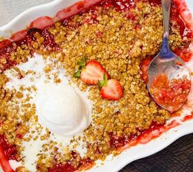 This strawberry rhubarb crisp quickly became a family favorite the first time she made it!