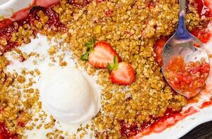 This strawberry rhubarb crisp quickly became a family favorite the first time she made it!
