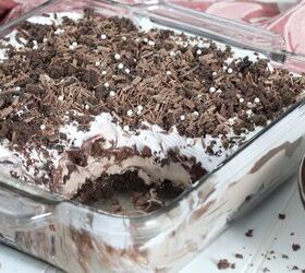 This no-bake chocolate lover's donut lasagna is chocolaty, lush, & delicious