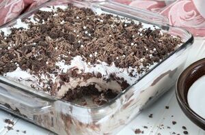 This no-bake chocolate lover's donut lasagna is chocolaty, lush, & delicious