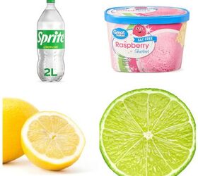 raspberry sherbet punch, ingredients including sprite lemon lime and raspberry sherbet