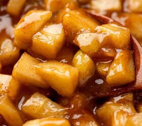 Close up shot of the best homemade apple pie filling