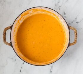 creamy butternut squash soup, Prepared butternut squash soup in a pot