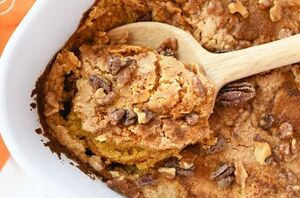 Golden, gooey, & delicious—this dump cake is pure pumpkin bliss