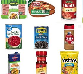 best slow cooker turkey chili, ingredients including ground turkey turkey kielbasa canned tomatoes canned beans chili powder chicken broth and tortilla chips