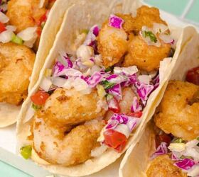 easy beef queso dip with rotel, Beer battered shrimp tacos with chipotle sauce and cabbage slaw