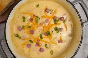 This ham & cheddar potato soup is the perfect cozy meal when the weather starts to cool down