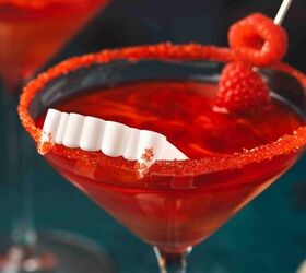 easy vampire kiss cocktail recipe for halloween 2025, Halloween 2025 Vampire Kiss Cocktail in elegant glass with edible glitter and red sugar rim
