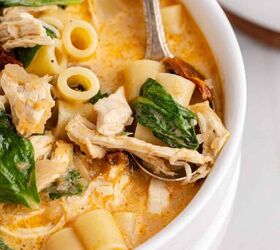 marry me chicken soup, Marry Me Chicken Soup Close Up View in a Bowl Scooped with a Spoon
