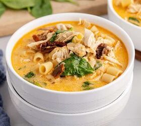 marry me chicken soup, Marry Me Chicken Soup Served in a Bowl with Fresh Basil