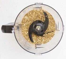 pumpkin spice protein energy balls, oats almond flour hemp seeds chia seeds protein powder and pumpkin pie spice together IN FOOD PROCESSOR