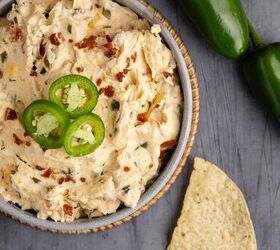 jalapeno cream cheese dip, Jalapeno Cream Cheese Dip in a Serving Bowl Garnished with Fresh Sliced Jalape os