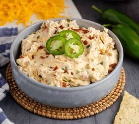 jalapeno cream cheese dip, Jalapeno Cream Cheese Dip in a Serving Bowl Garnished with Fresh Sliced Jalape os