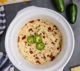 jalapeno cream cheese dip, Overhead View of Slow Cooker Jalapeno Cream Cheese Dip Mixed