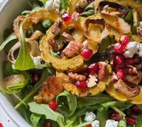roasted delicata squash salad with maple brown butter dressing, Golden Roasted Delicata Squash and Arugula Salad with Goat Cheese