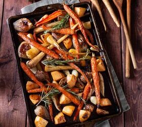 roasted root vegetables oven baked root vegetables, Overhead image of Roasted Root Veggies on a sheet pan