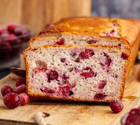 cranberry sauce bread, Cranberry Sauce Bread on a cutting board sliced