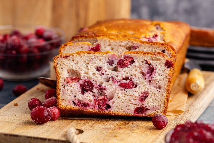 cranberry sauce bread, Cranberry Sauce Bread on a cutting board sliced