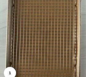 mediterranean roasted zucchini slices, A baking sheet lined with parchment paper and topped with a metal cooling rack perfect for preparing roasted zucchini slices There is a white circle with the number 1 in the bottom left corner