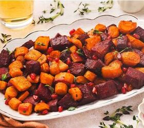 easy roasted beets carrots with maple orange glaze, Roasted root vegetables beets and carrots caramelized with maple and orange