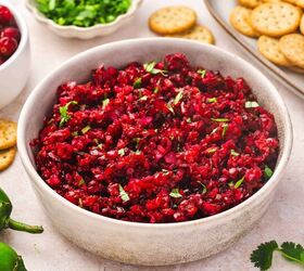 easy cranberry jalapeno salsa holiday dip made with frozen cranberri, Cranberry jalape o salsa with red and green garnish in white serving bowl