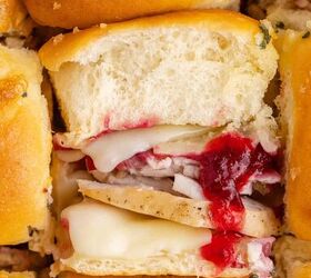 turkey sliders, Turkey Sliders on Hawaiian Rolls Topped with Melted Cheese and Cranberry Sauce