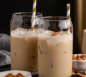 coconut milk curry lentils, Toasted Almond Cocktails on a tray