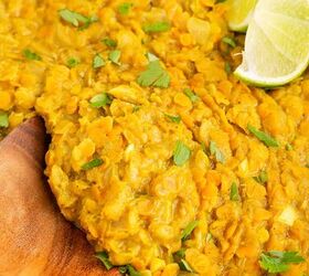 coconut milk curry lentils, Coconut Milk Curry Lentils spooned in a pan