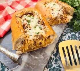 Stuff garlic bread with spaghetti for the ultimate hearty Italian meal