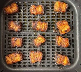 air fryer pork belly crispy bites, Crispy air fried pork belly in an air fryer basket