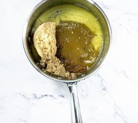 best pumpkin seeds brittle sweet nutty crunchy, Brown sugar and honey added to melted butter in a saucepan to make brittle syrup