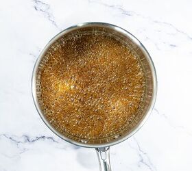 best pumpkin seeds brittle sweet nutty crunchy, Bubbling golden syrup boiling in a saucepan for pumpkin seed brittle