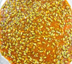 best pumpkin seeds brittle sweet nutty crunchy, Hot pumpkin seed brittle mixture spread evenly on a foil lined baking sheet