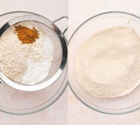 the best cranberry orange coffee cake with crunchy streusel, Whisking all purpose and oat flour with baking powder soda salt and cinnamon