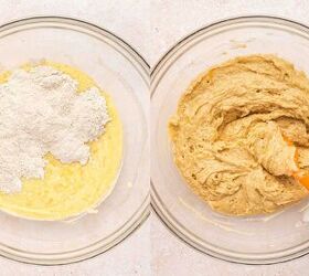 the best cranberry orange coffee cake with crunchy streusel, Folding dry ingredients into the wet mixture