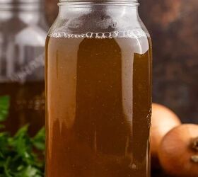 crock pot vegetable stock, Crock Pot Vegetable Stock in a mason jar