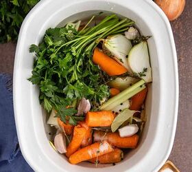 crock pot vegetable stock, Crock Pot Vegetable Stock with all ingredients in the water to be cooked