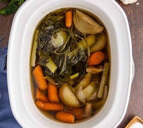 crock pot vegetable stock, Crock Pot Vegetable Stock from above after cooking