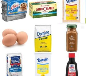 coffee cake cookies, ingredients including shortening butter brown sugar white sugar eggs cinnamon flour powdered sugar and vanilla