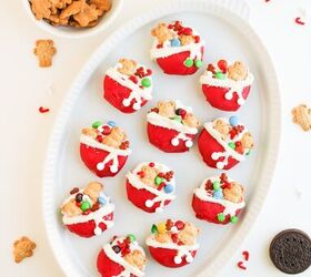 easy christmas oreos santa s toy bag oreos recipe, Overhead view of a platter filled with Christmas Oreos decorated like Santa s toy bags with colorful candies and teddy grahams