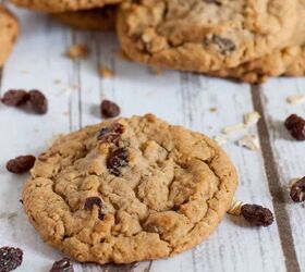 oatmeal raisin cookies the best raisin cookies, Close up image of Oatmeal Raisin Cookies with raisins sprinkled around them