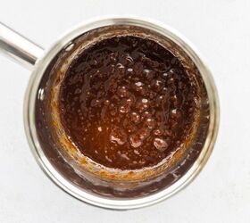 christmas crack date bark refined sugar free gluten free dairy free, coconut sugar toffee bubbling in a saucepan for making Christmas Crack Date Bark