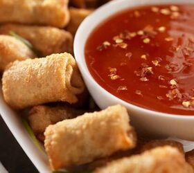 egg roll dipping sauce sweet and sour dipping sauce recipe, Egg Roll Dipping sauce in a white bowl next to mini egg rolls