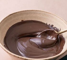 biscoff truffles recipe easy no bake cookie truffles, Glossy dark chocolate in bowl being mixed with a spoon