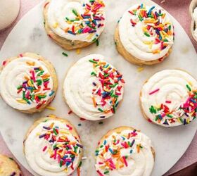 cranberry sauce from dried cranberries easy holiday recipe, Frosted funfetti birthday cookie on marble top with extra sprinkles scattered