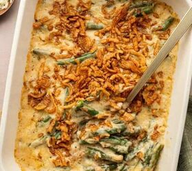 funfetti birthday cake cookies with sprinkles recipe, Holiday cheesy green bean casserole with golden brown top perfect for Thanksgiving dinner