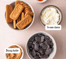 biscoff truffles recipe easy no bake cookie truffles, Overhead shot of homemade Biscoff truffles ingredients arranged on a warm background